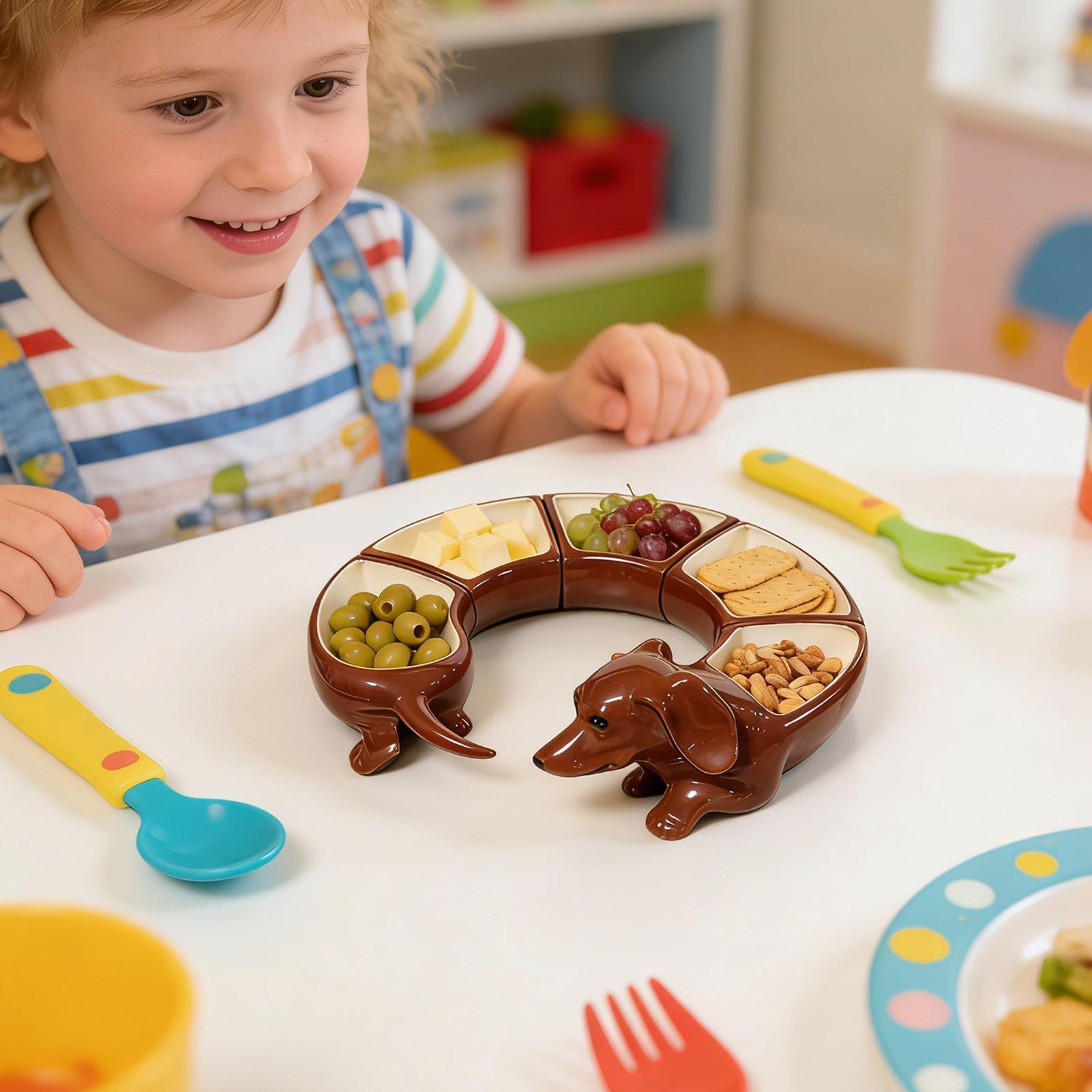 Home Cooking Meals - Divided Serving Platter Dachshund Design 5