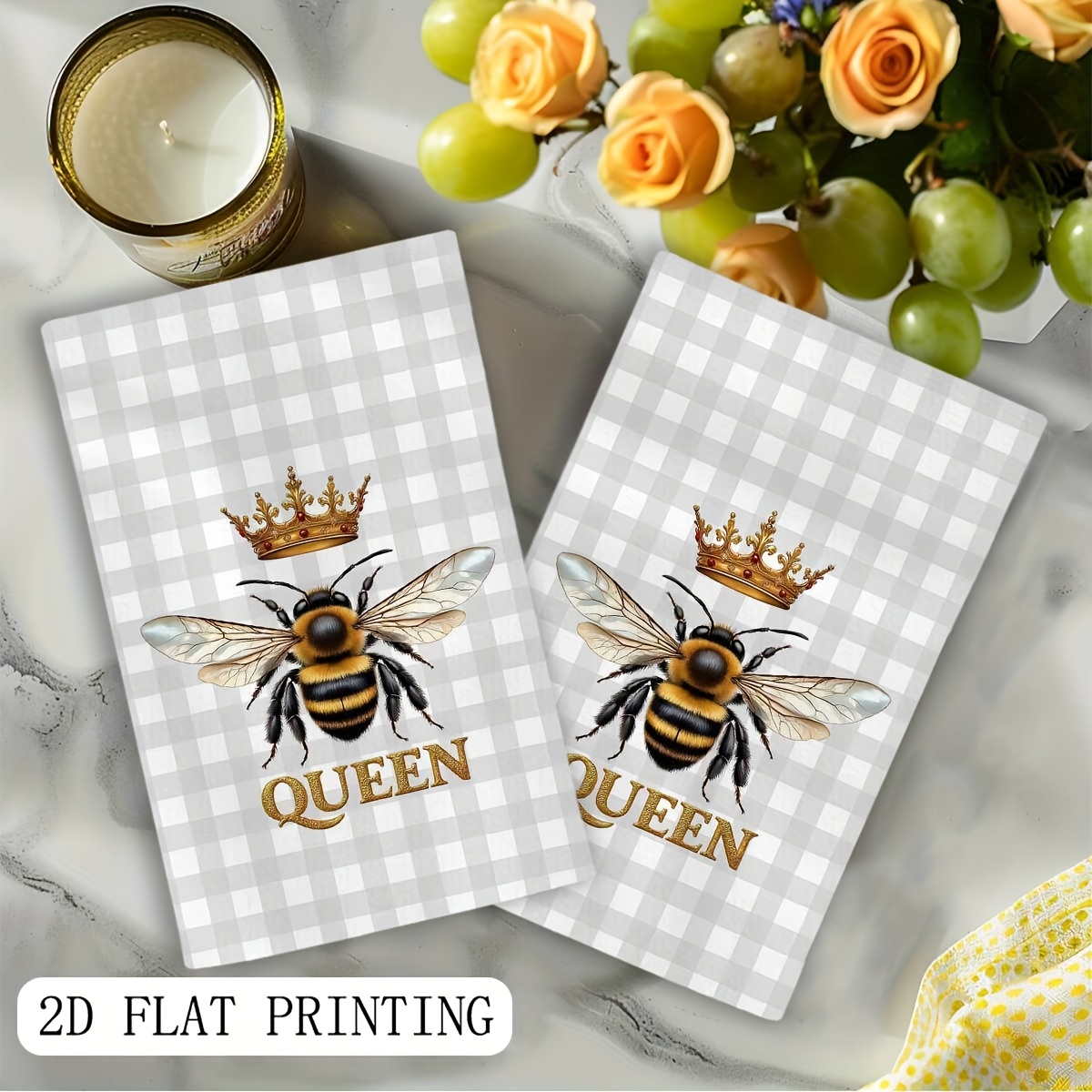 2Pcs, Plaid Queen Bee Garden K - مراجعة Home Cooking Queen وسعره