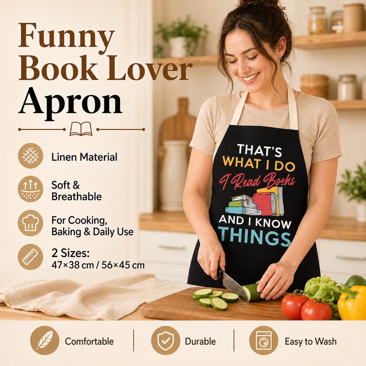 Book Lover Funny Quote Linen A - مراجعة Home Cooking Quotes وسعره