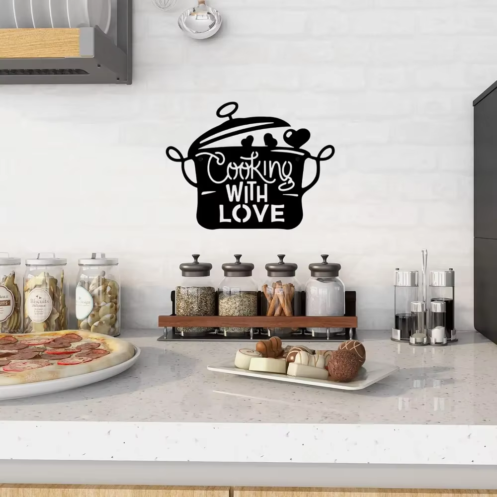 Black Metal Kitchen Pot Sign C - مراجعة Home Cooking Meals وسعره