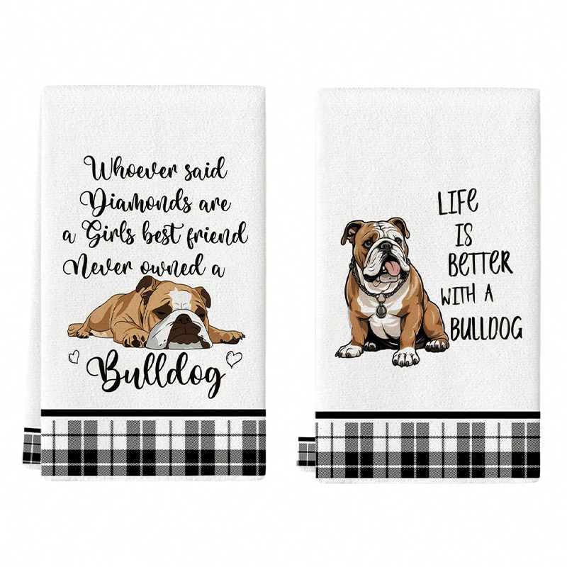 2Pcs, Bulldog Cute Quotes Kitc - مراجعة Home Cooking Quotes وسعره