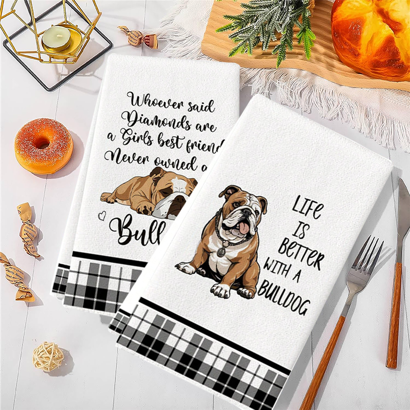 2Pcs, Bulldog Cute Quotes Kitc - مراجعة Home Cooking Quotes وسعره
