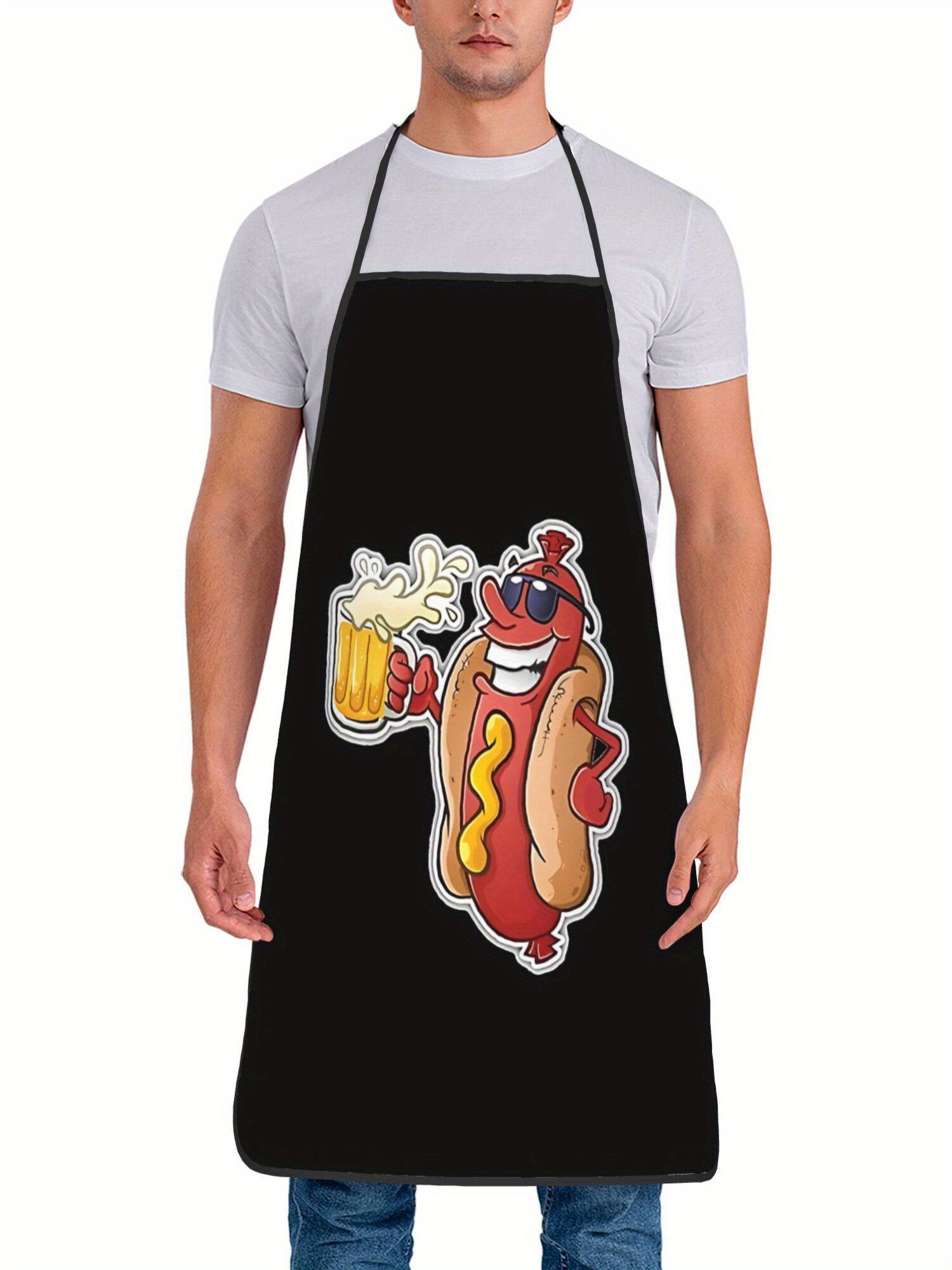 Hot Dog Pattern Print Apron, F - مراجعة Home Cooking Dog Food وسعره