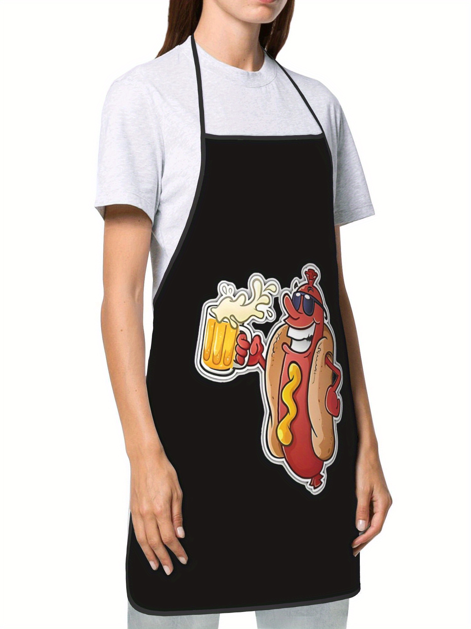 Hot Dog Pattern Print Apron, F - مراجعة Home Cooking Dog Food وسعره