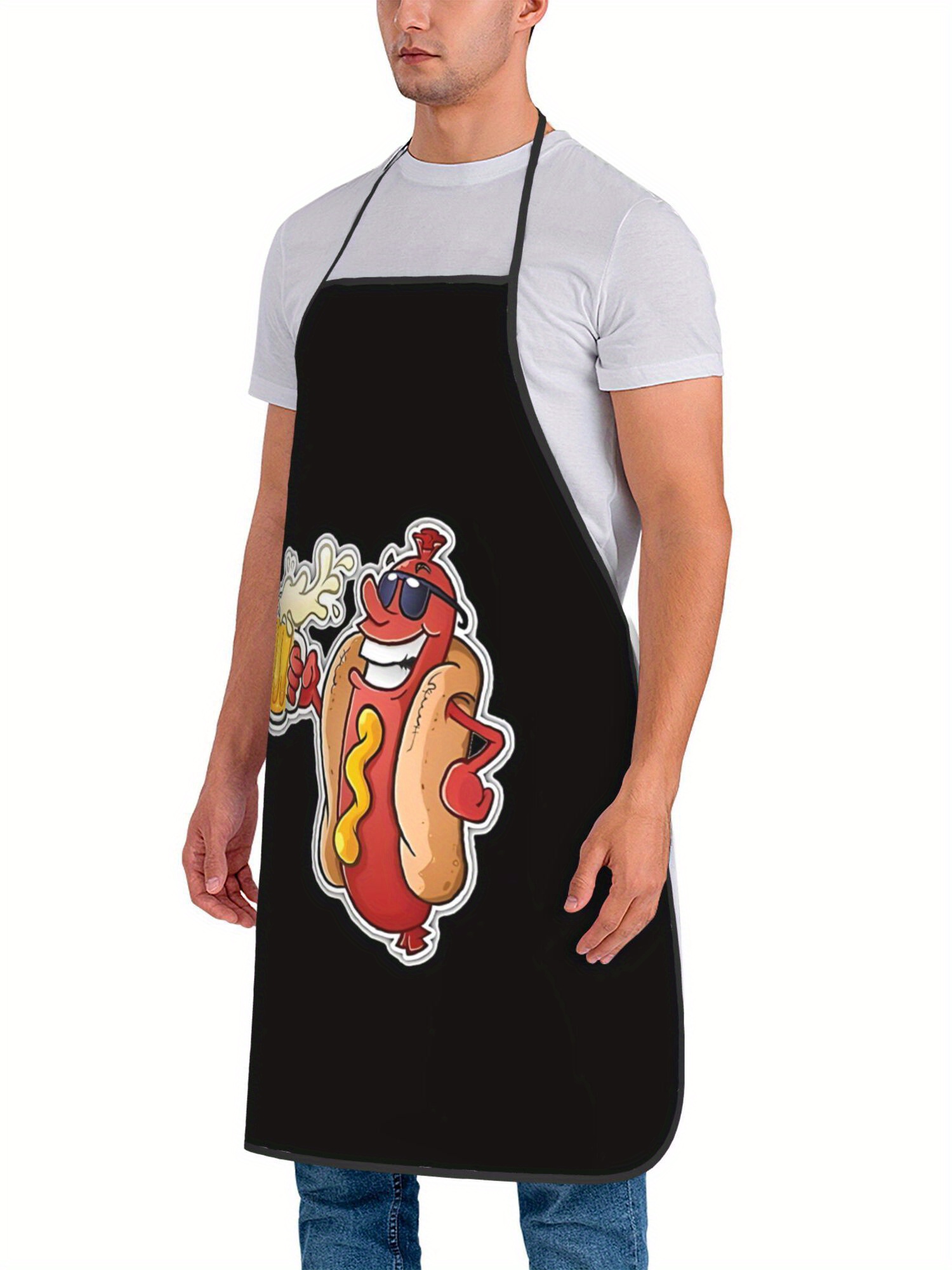 Hot Dog Pattern Print Apron, F - مراجعة Home Cooking Dog Food وسعره