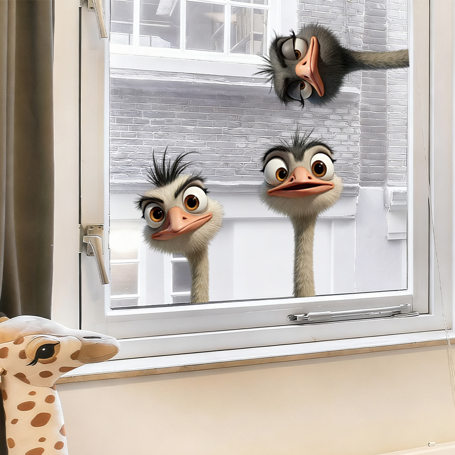 3Pcs Cartoon Ostrich Window De - مراجعة Home Cooking Kitchen وسعره