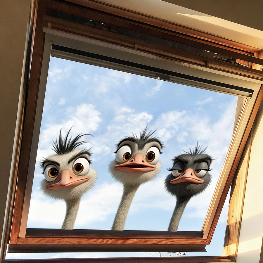 3Pcs Cartoon Ostrich Window De - مراجعة Home Cooking Kitchen وسعره